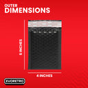 50x EVORETRO Poly Bubble Mailers  4x6" – Black Protective Shipping Envelopes