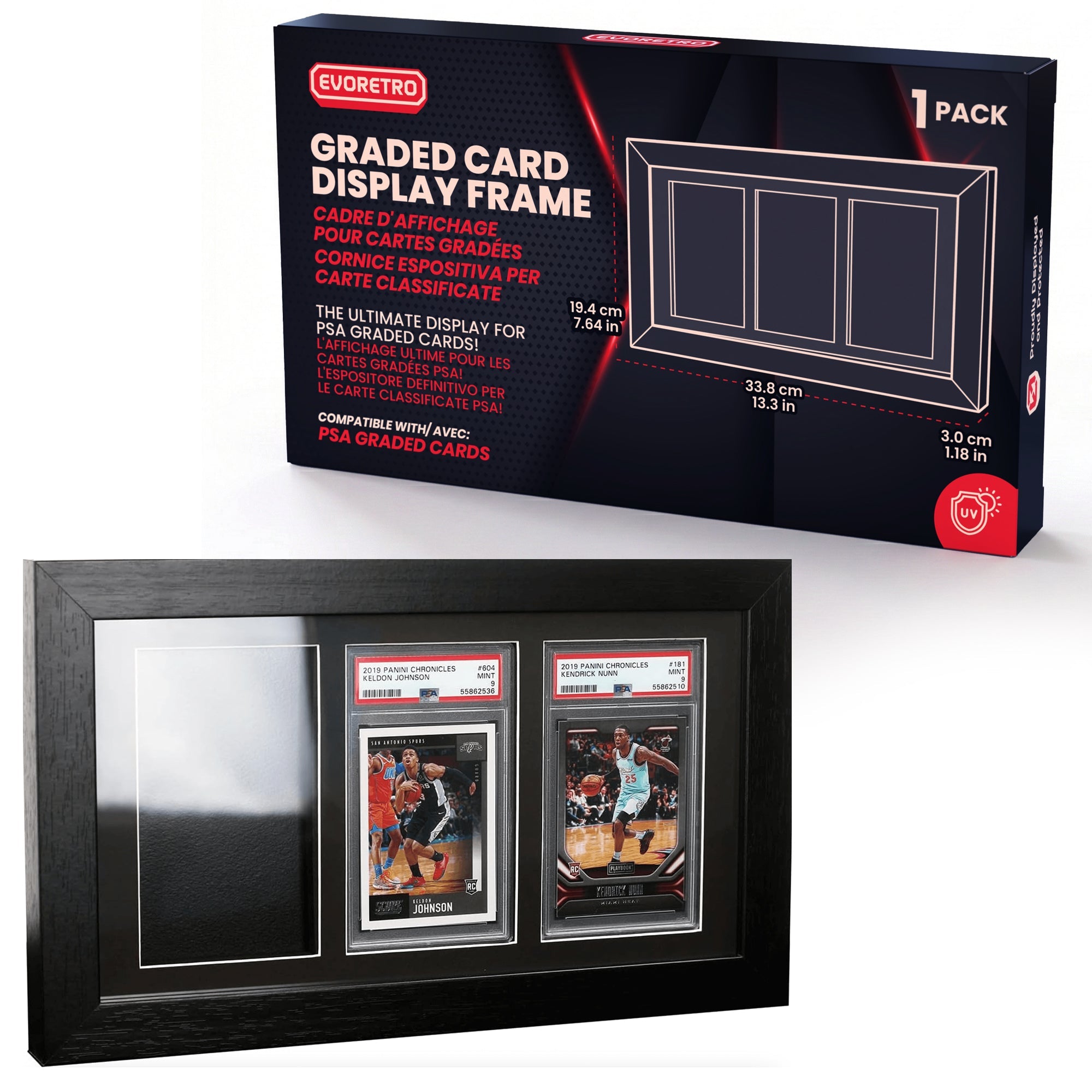 PSA Graded Wooden Frame Display with UV Glass card fit very tight